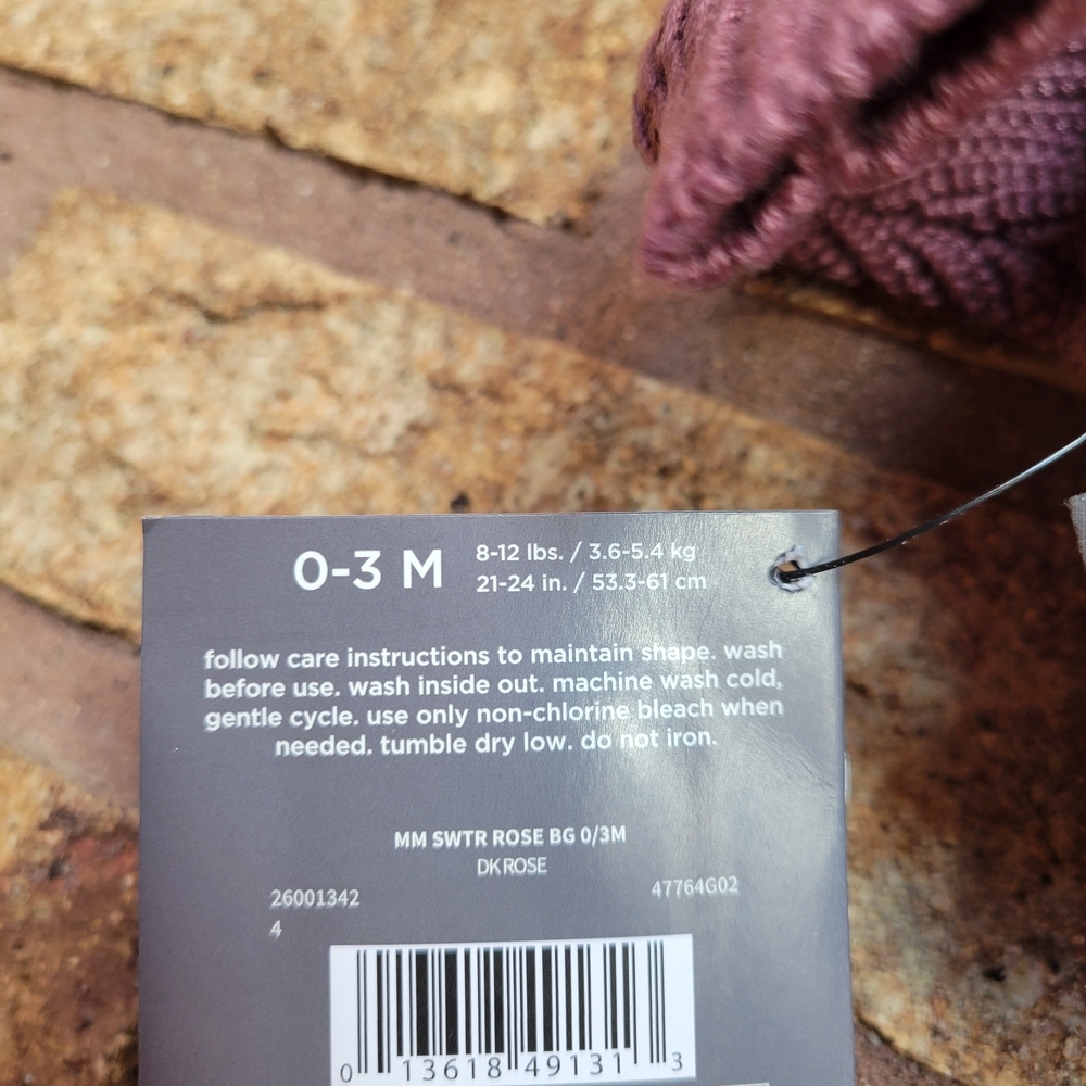 Modern Moments By Gerber Knit Sweater in Mauve Size 0-3 Months New With Tags - Picture 7 of 7